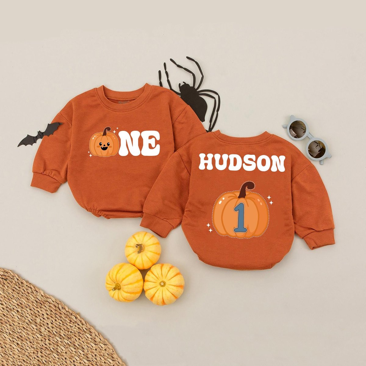 Custom Name Pumpkin Birthday Bubble Romper Baby First Birthday Day Outfit One Little Pumpkin Birthda