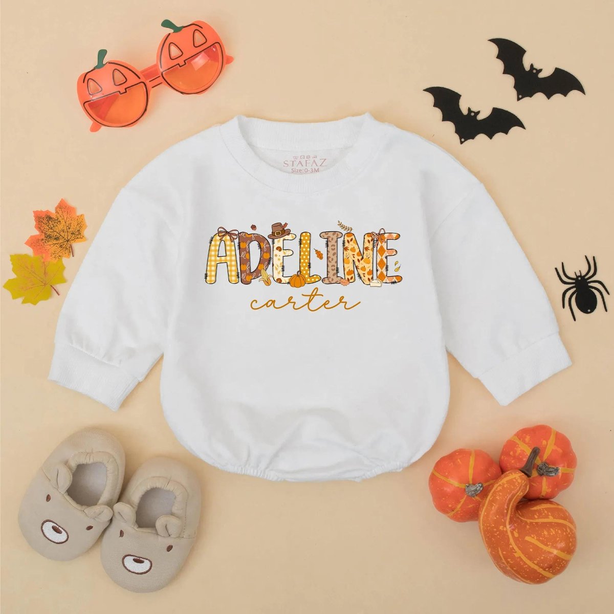 Custom Name Thanksgiving Baby Girl Romper Personalized Pumpkin Fall Outfit My First Thanksgiving Bab 432