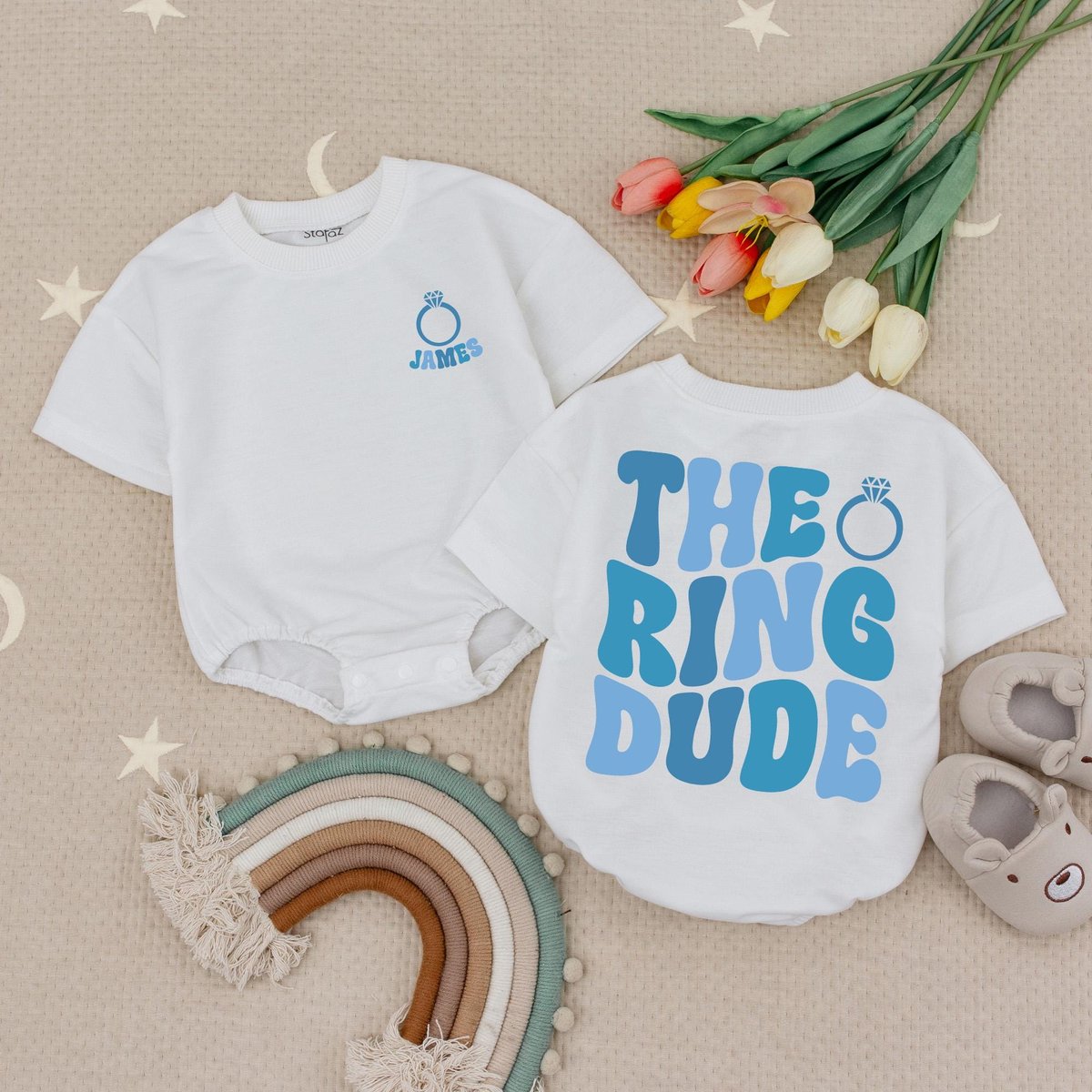 Custom Name The Ring Dude Baby Romper Ring Bearer Kids Shirt Ring Security Baby Romper Wedding Party