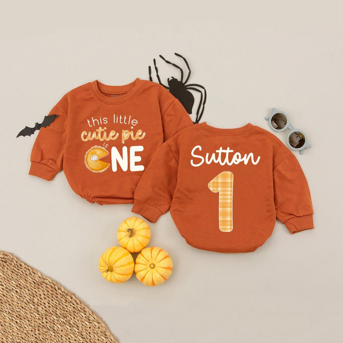 Custom Name This Little Cutie Pie Is One Birthday Baby Romper Thanksgiving Day 1st Birthday Baby Out
