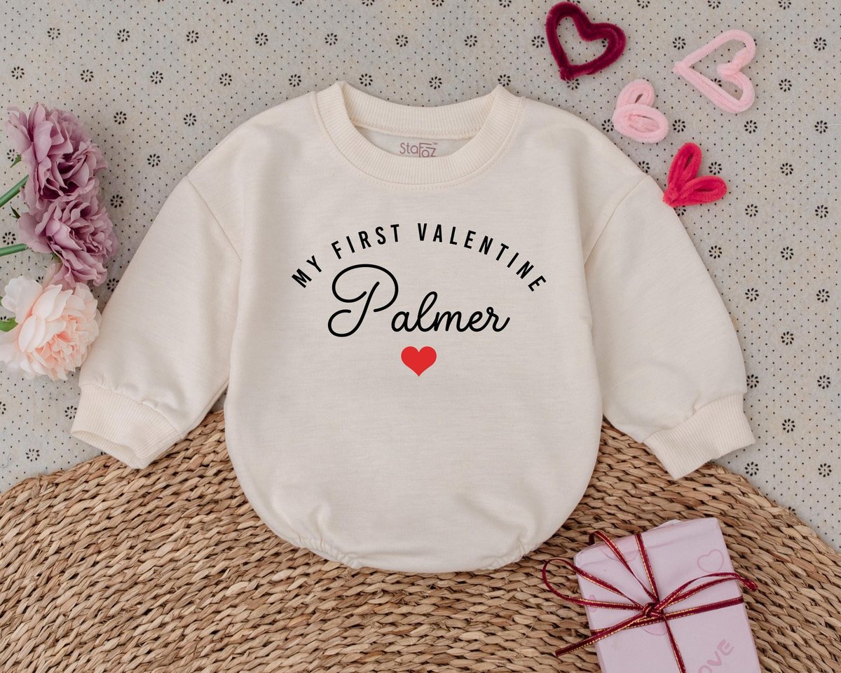 Custom Name Valentine Kids Valentines Day Baby Romper My 1st Valentines Day Outfits Baby Bodysuit Sh