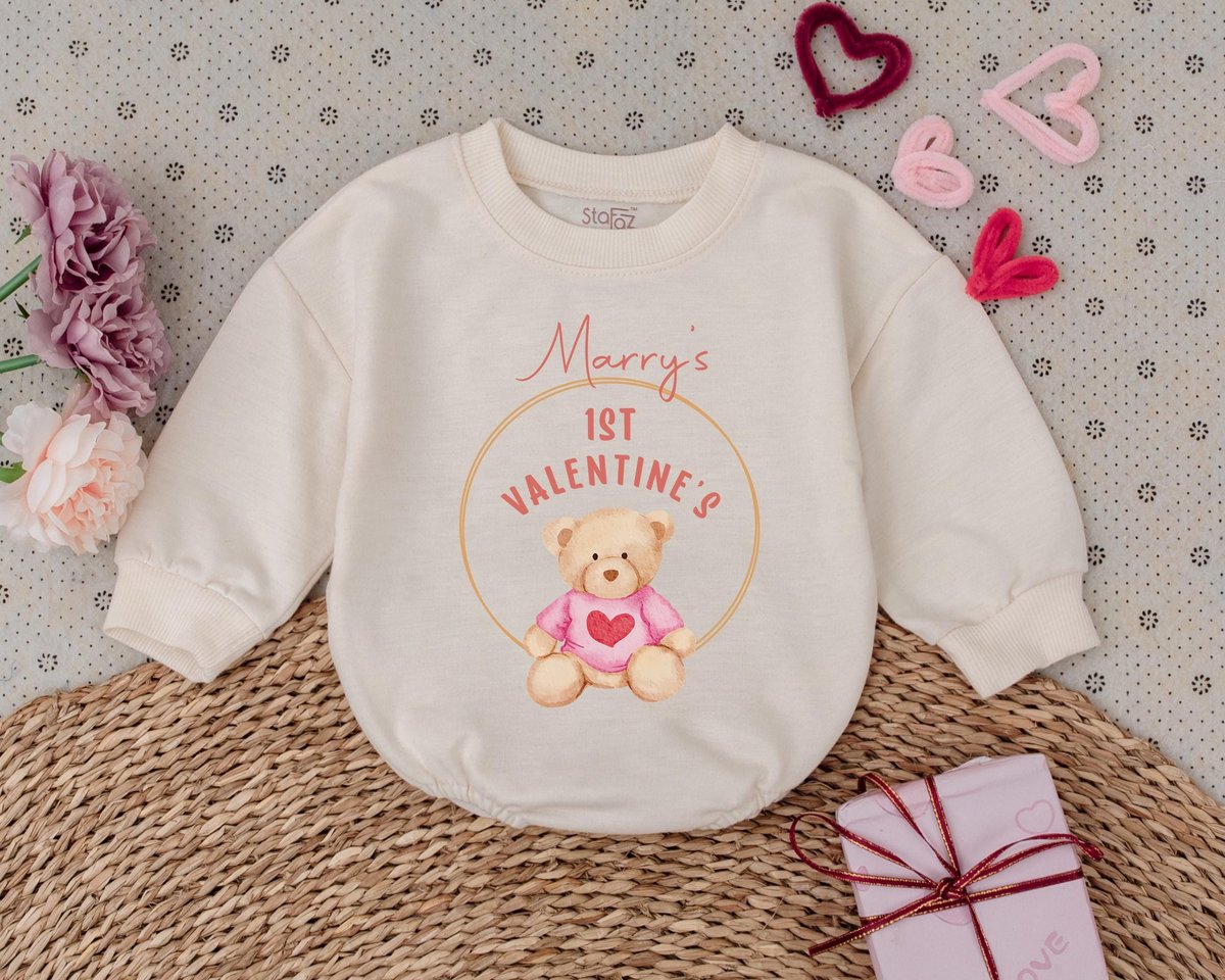 Custom Name Valentine Kids Valentines Baby Romper My 1st Valentines Day Outfits Baby Bodysuit