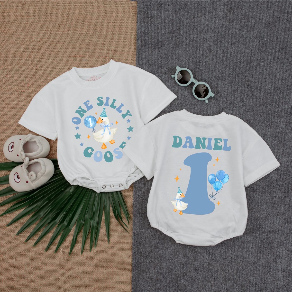 Custom One Boy Silly Goose T shirt Baby Romper 1st Birthday Silly Goose Bodysuit Silly Goose Birthda 190