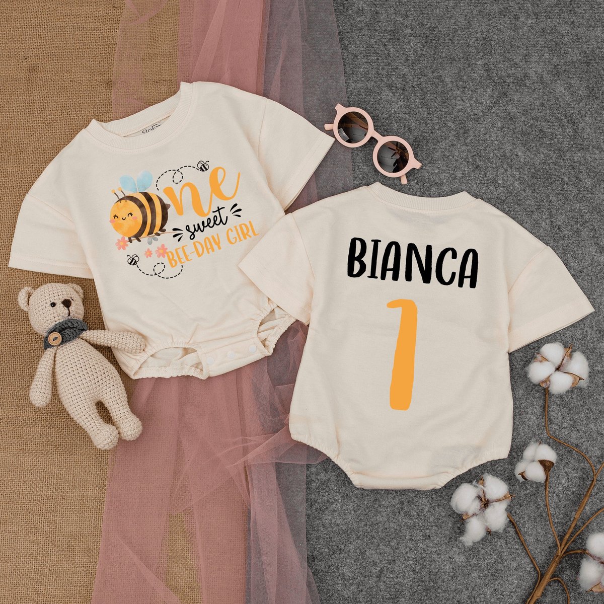Custom One Sweet Bee day Girl Baby Romper First Bee Day 1st Birthday Outfit First Bee Day Shirt Cute 170