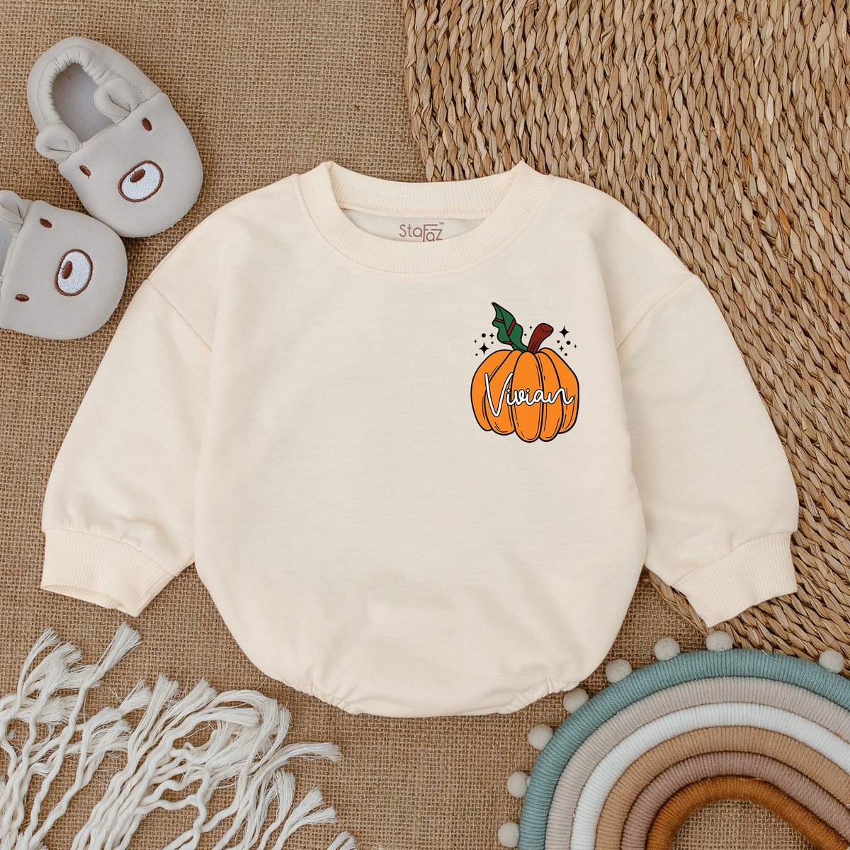 Custom Pumpkin Baby Girl Outfit My First Thanksgiving Baby Clothes Bubble Baby Romper Girl Clothes