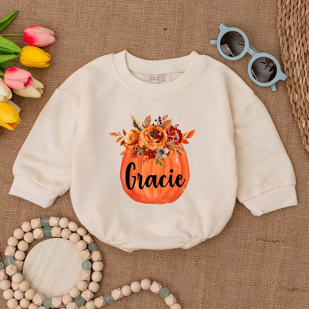 Custom Pumpkin Baby Romper Pumpkin Bodysuit Halloween Clothes Fall Baby Outfit Bubble Romper Pumpkin 174