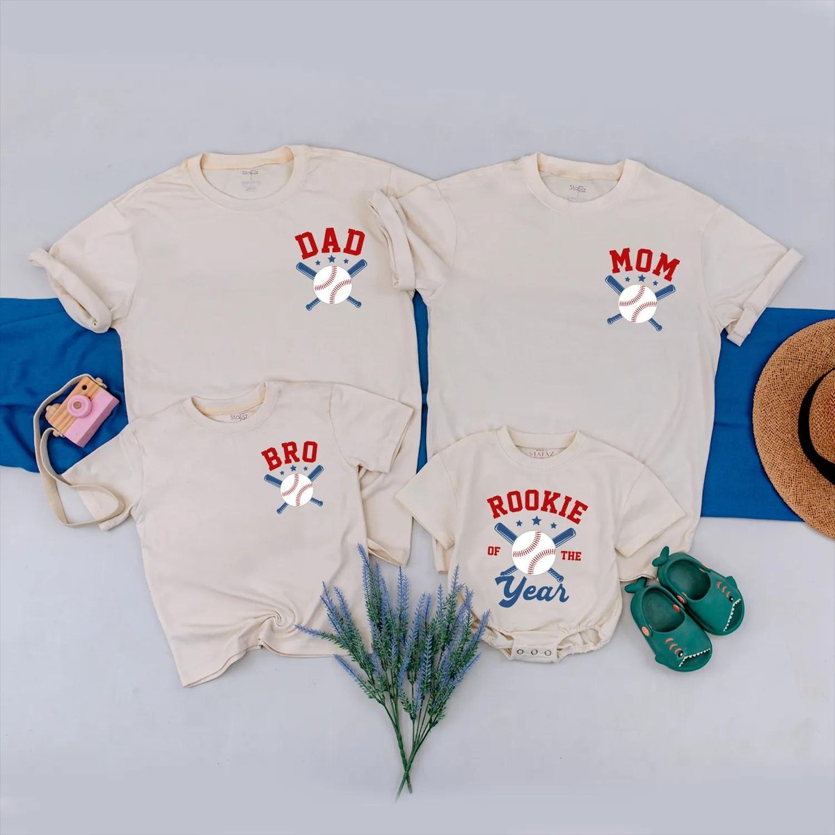 Custom Rookie of the Year 1st Birthday Outfit Baseball Family Matching Shirts Outfit for Game Day Pe 431