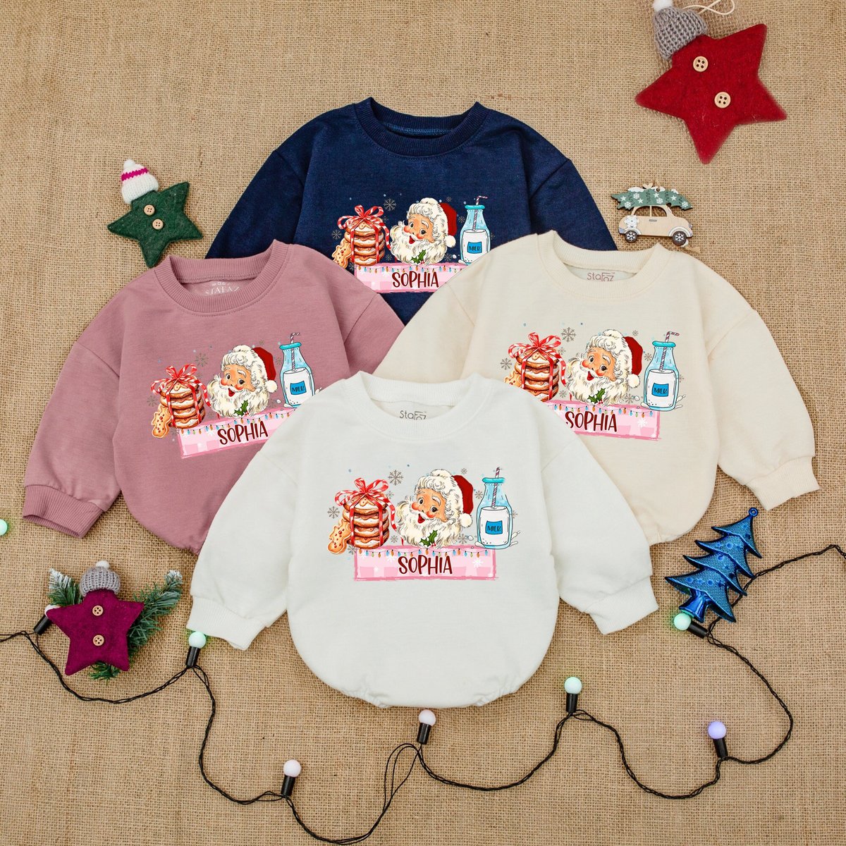 Custom Santa Merry Christmas Bubble RomperSweatshirt Romper Baby Christmas Outfit Christmas Tree Tod 179