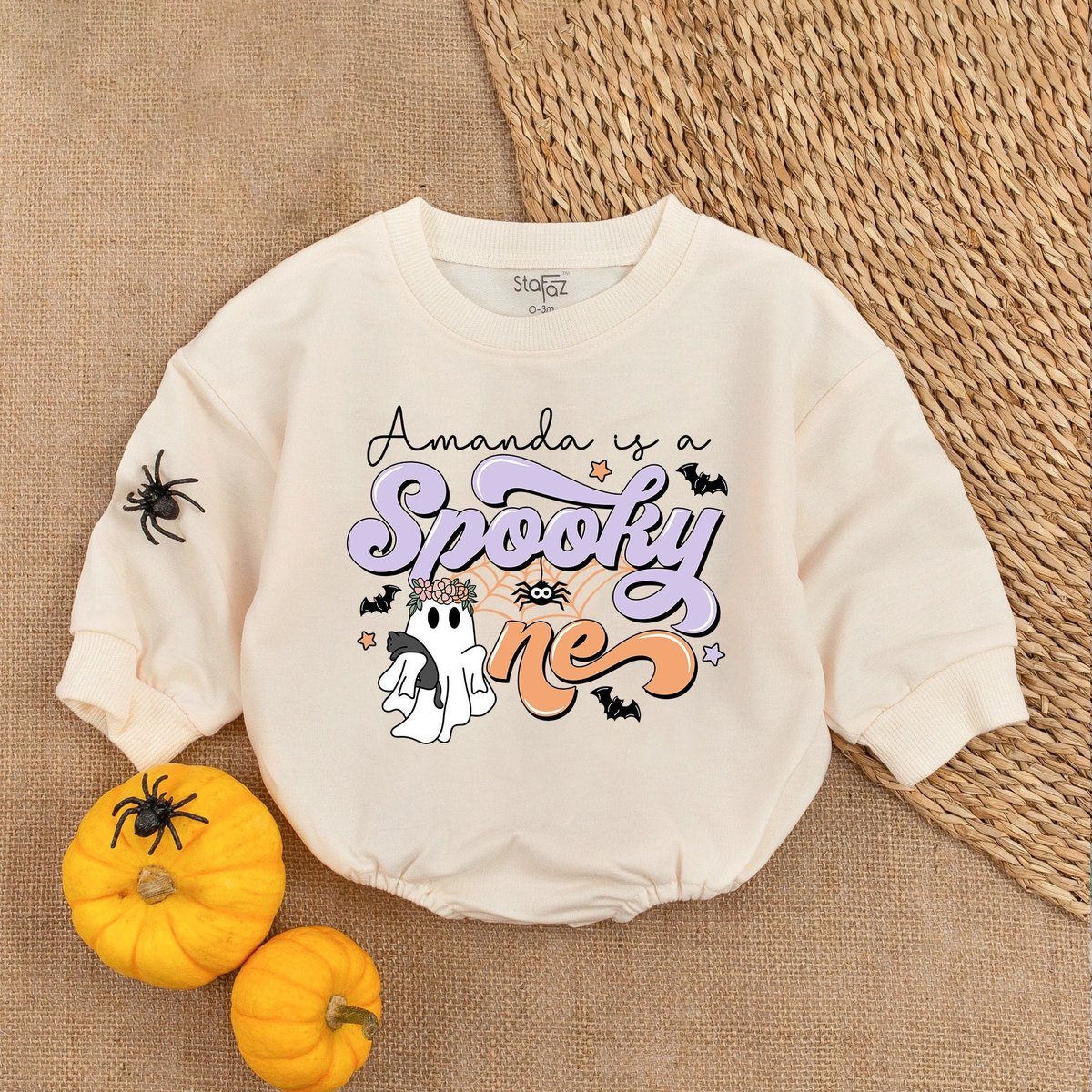Custom Spooky One Baby Clothes First Halloween Bubble RomperCute SpookyGhost Funny Halloween BabyCut