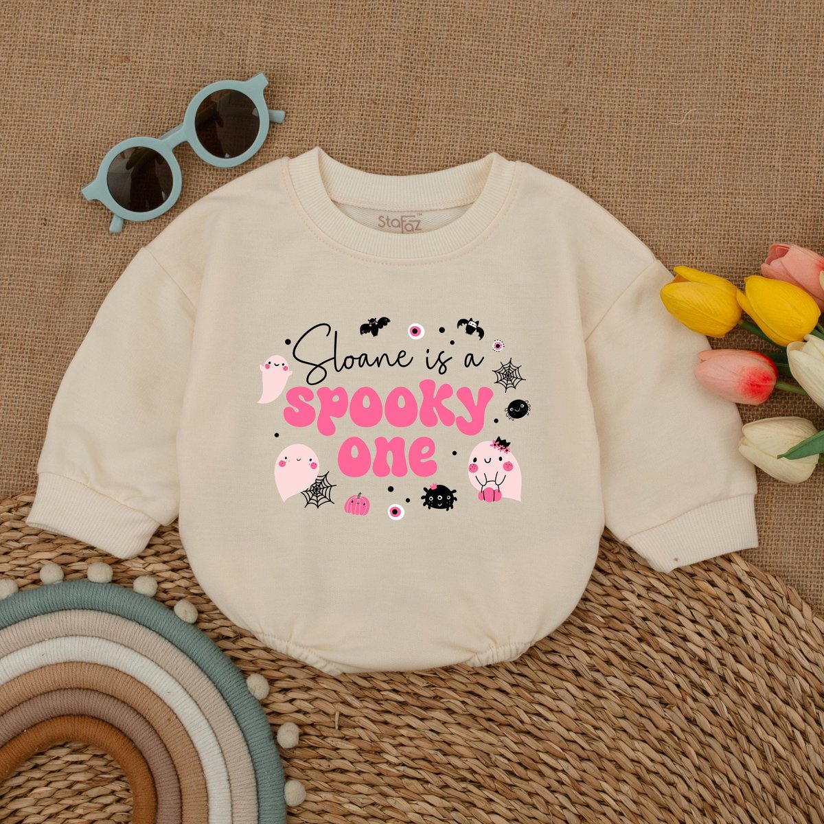 Custom Spooky One Baby Romper Cute Halloween Ghost Bodysuit Halloween Birthday Fall Baby Clothes Hal 177