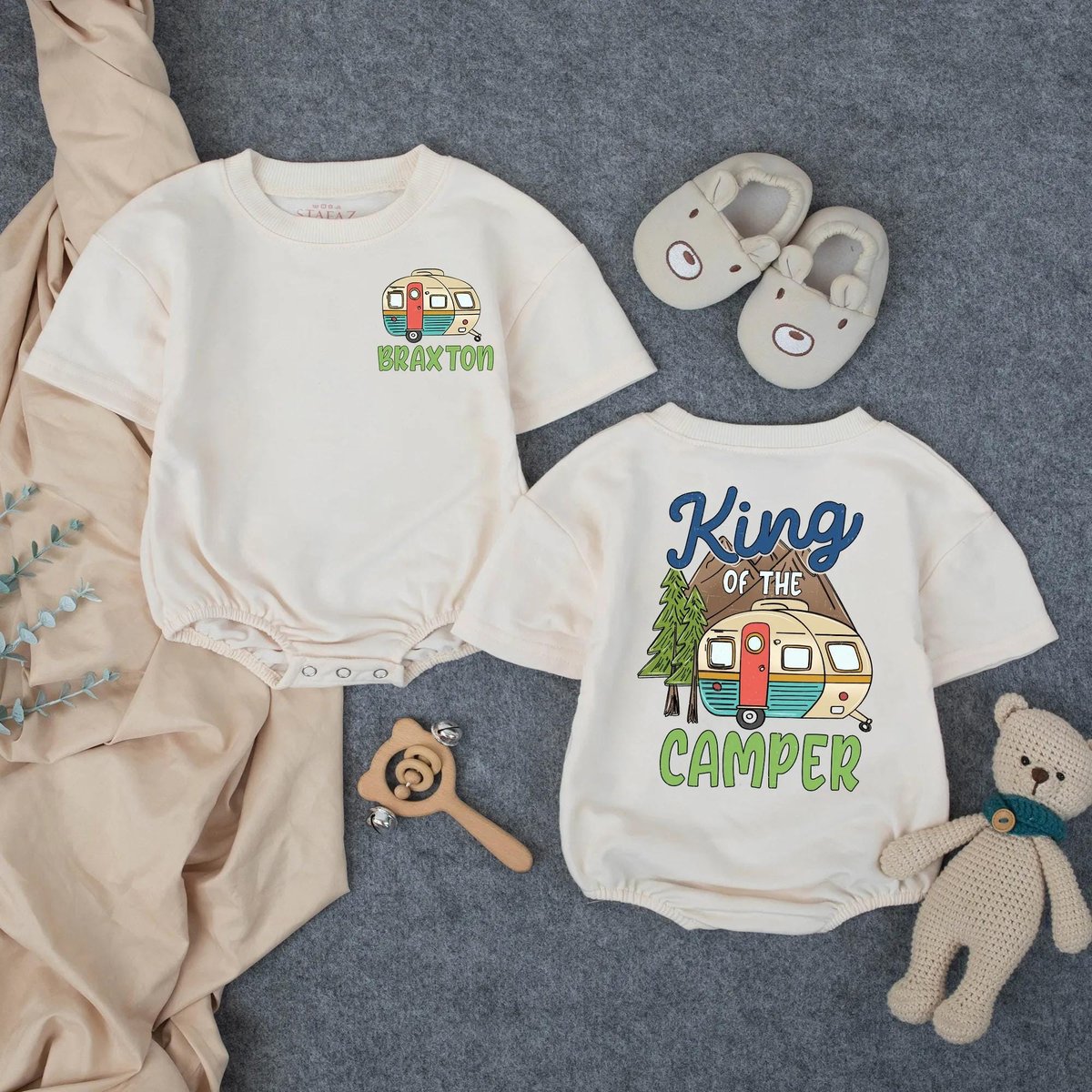 Customized Camp Kids Summer Bubble Romper Cousin Crew Toddler Summer Outfit Camping Baby Romper New 436