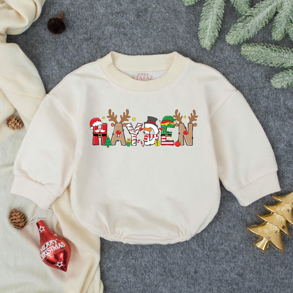 Customized Christmas Boy Baby Romper Baby Boy Christmas Outfit My First Christmas Christmas Holiday 436