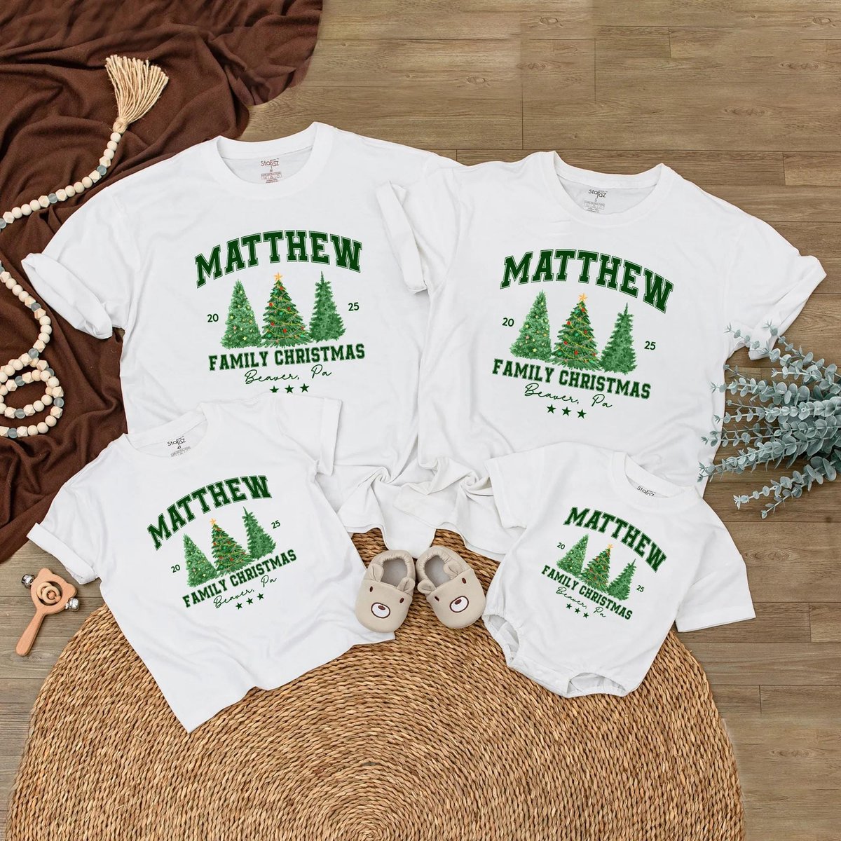 Customized Family Christmas Shirt Matching Family Christmas T shirt Personalized Family Name Christm