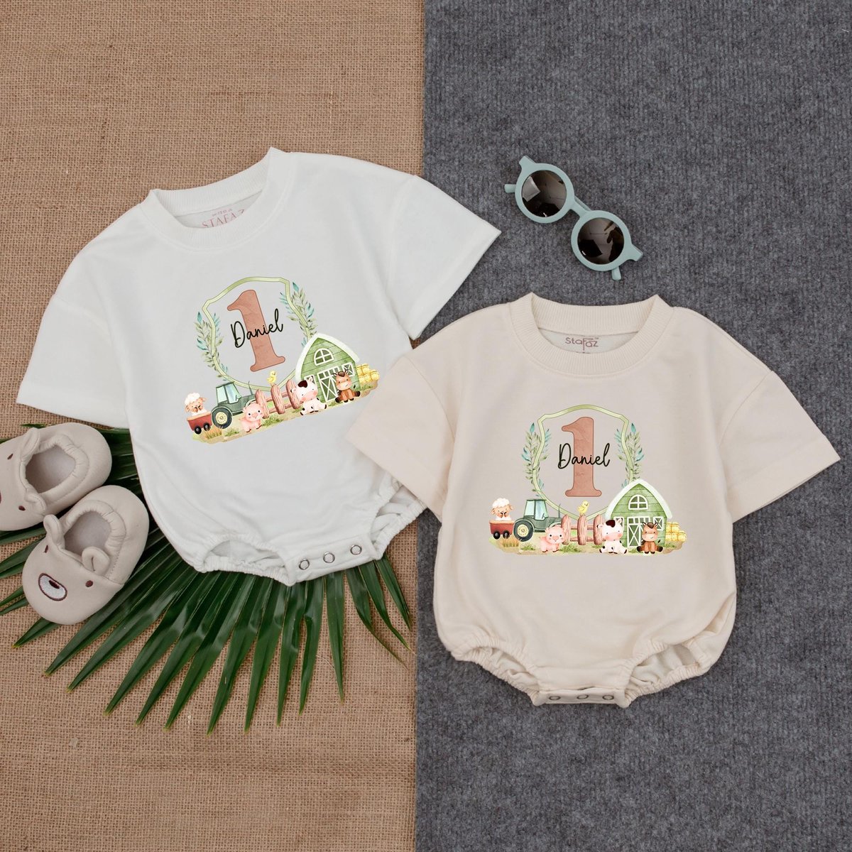 Customized First Birthday Farm Bubble Romper 1st Birthday Outfit Toddler Farm Theme Shirt Infant Clo 434