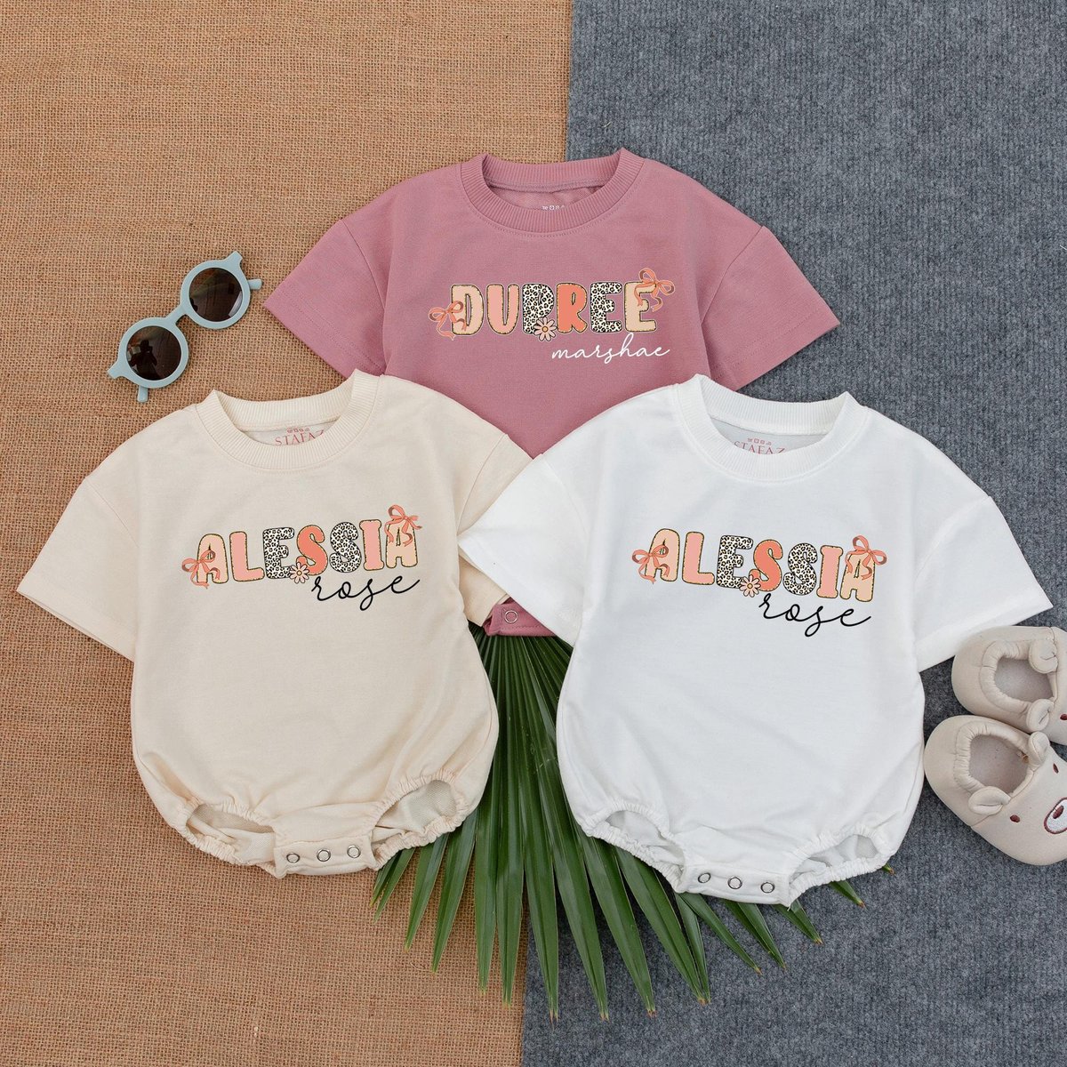 Customized First Last Name T shirt Bubble Romper Personalized Baby Girl Outfit Newborn Going Home Su 190