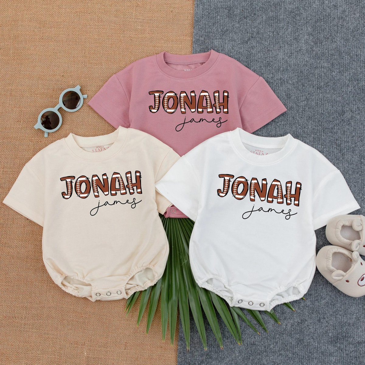 Customized Football Name Bubble Romper Bodysuit Baby Gameday Bodysuit Baby Boy Outfit Football Girl 432