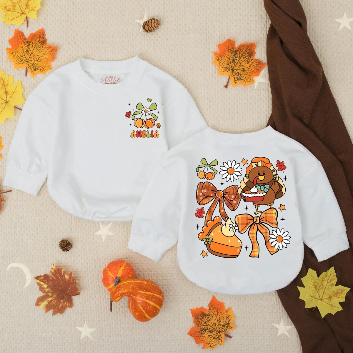 Customized Gobble Til You Wobble Baby Bubble Romper Thanksgiving Turkey Infant Outfit Floral Fall Pu