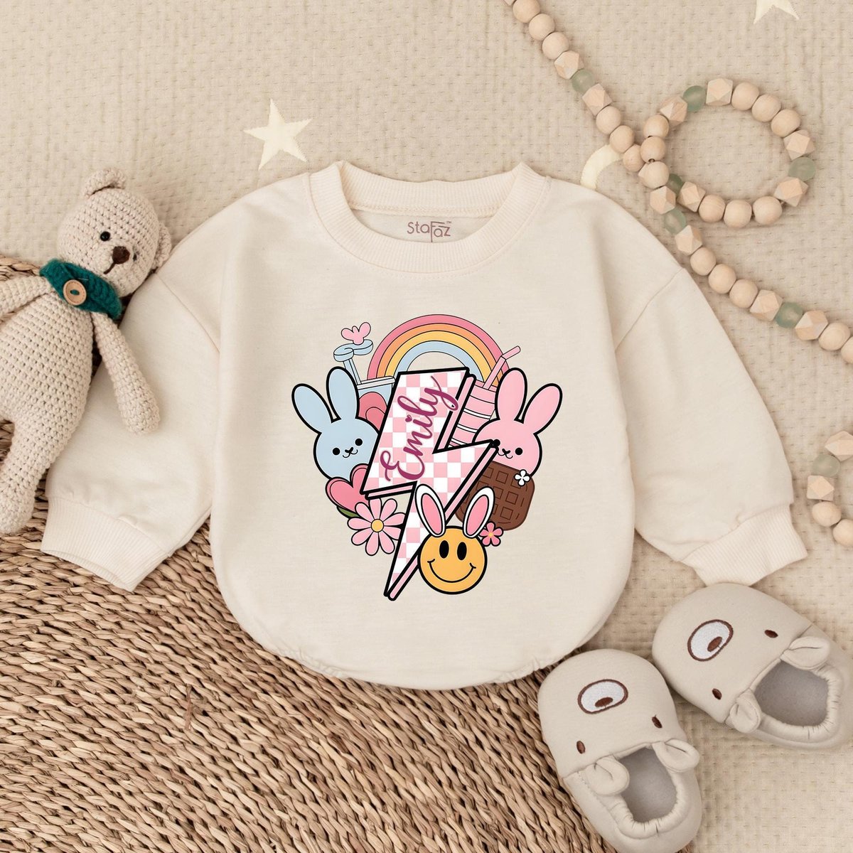 Customized Groovy Easter Bubble Romper  Easter Day Baby Outfit Bubble Romper Baby Clothes Baby Romper