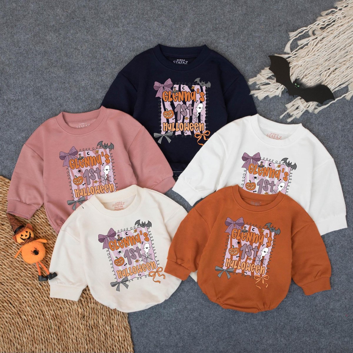 Customized Halloween Spooky Vibes Baby Bubble Romper Spooky Season Toddler Oufit Infant Fall Clothes 431