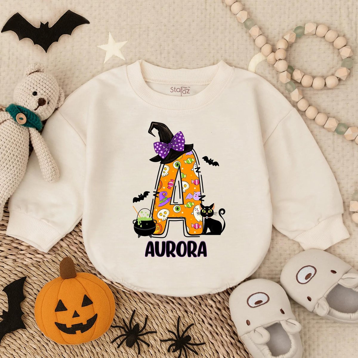 Customized Horror Halloween Bubble Romper Baby Girl Spooky Bow Outfit Cute Scary Infant Costume Fall
