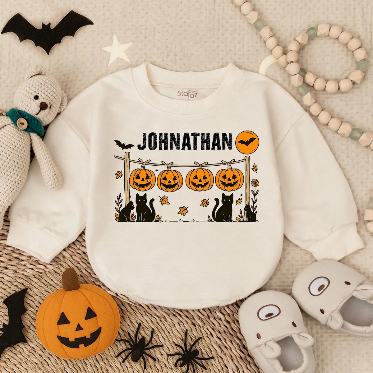 Customized Horror Halloween Bubble Romper Spooky Baby Boy Outfit Scary Infant Costume Fall Bodysuit