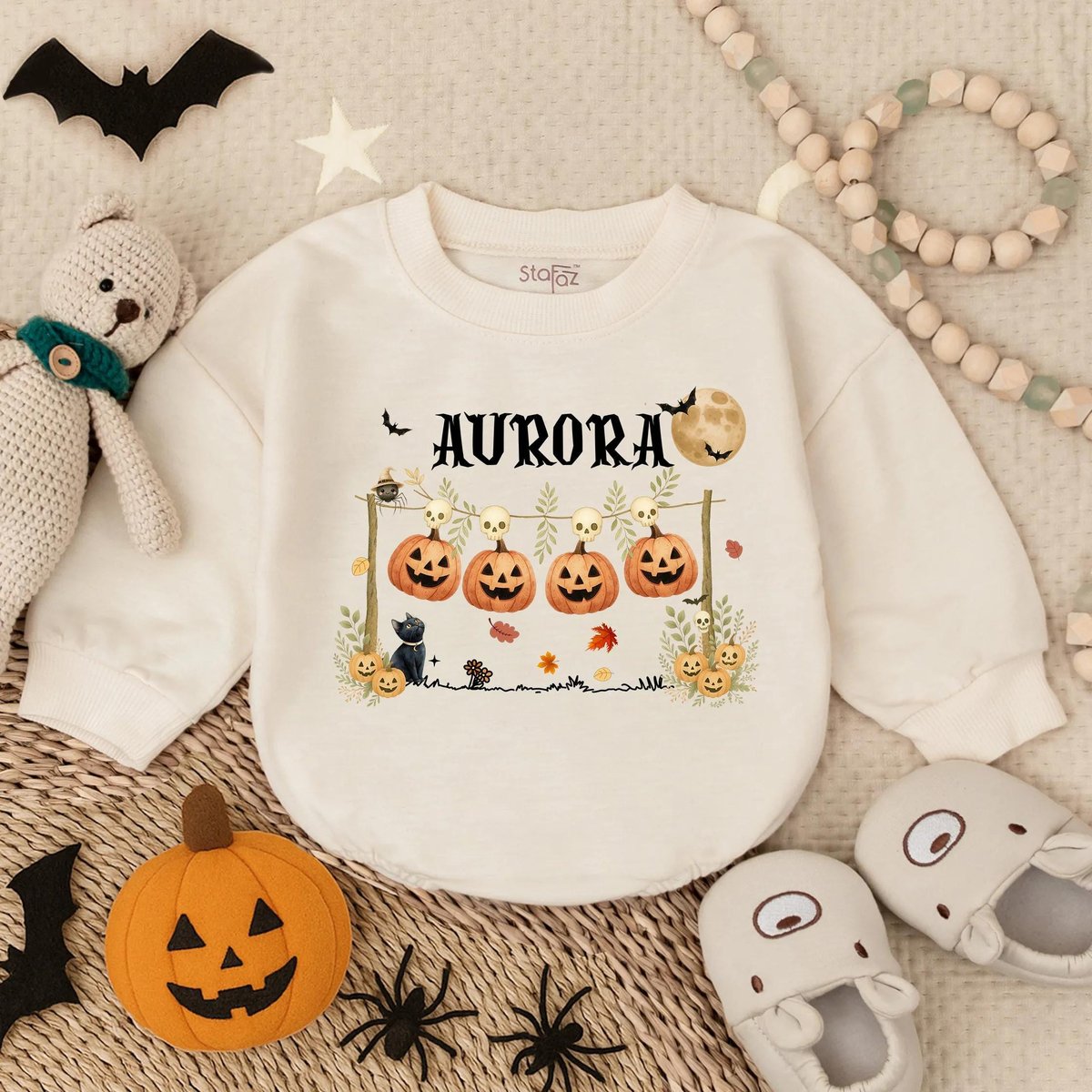 Customized Horror Halloween Bubble Romper Spooky Girl Outfit Toddler Halloween Creepy Baby Clothes S