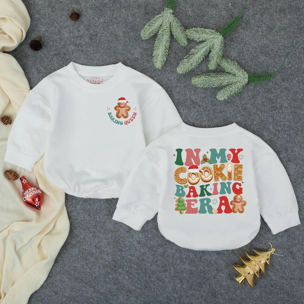Customized In My Cookie Baking Era Baby RomperBaking OutfitBabys First Holiday OutfitFirst Christmas 435