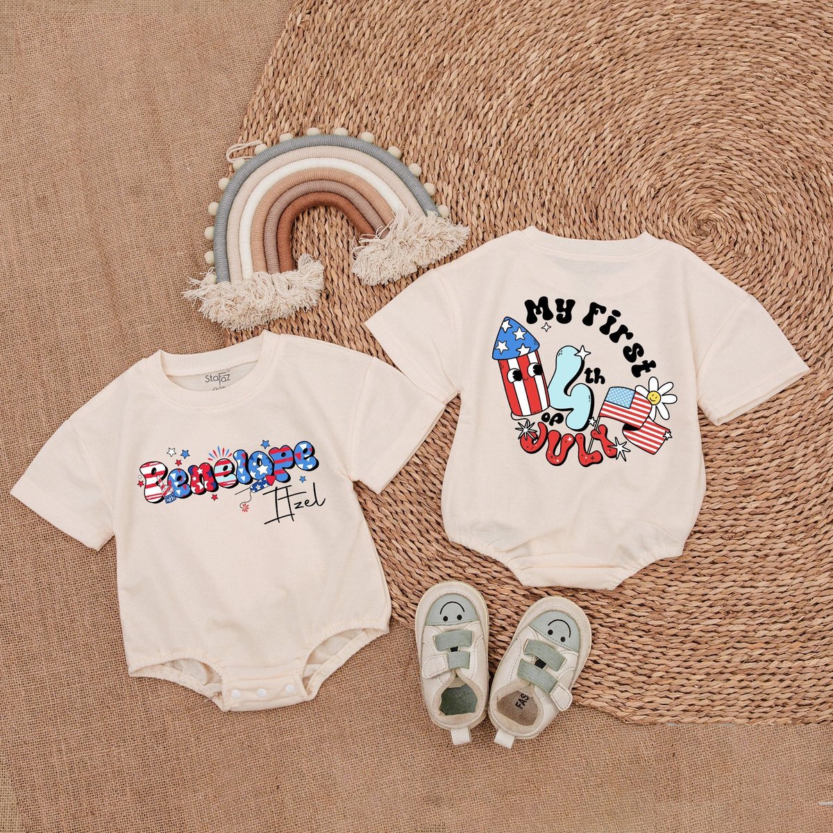 Customized July 4th Romper Retro 4th of July Baby Clothes  Patriotic Baby Outfit Baby Clothes Baby 171