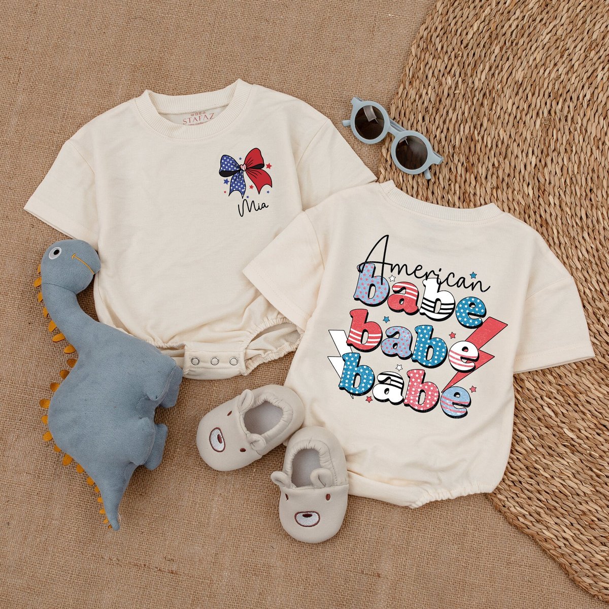 Customized July 4th Romper Retro 4th of July Baby Clothes  Patriotic Baby Outfit Baby Clothes Baby 173