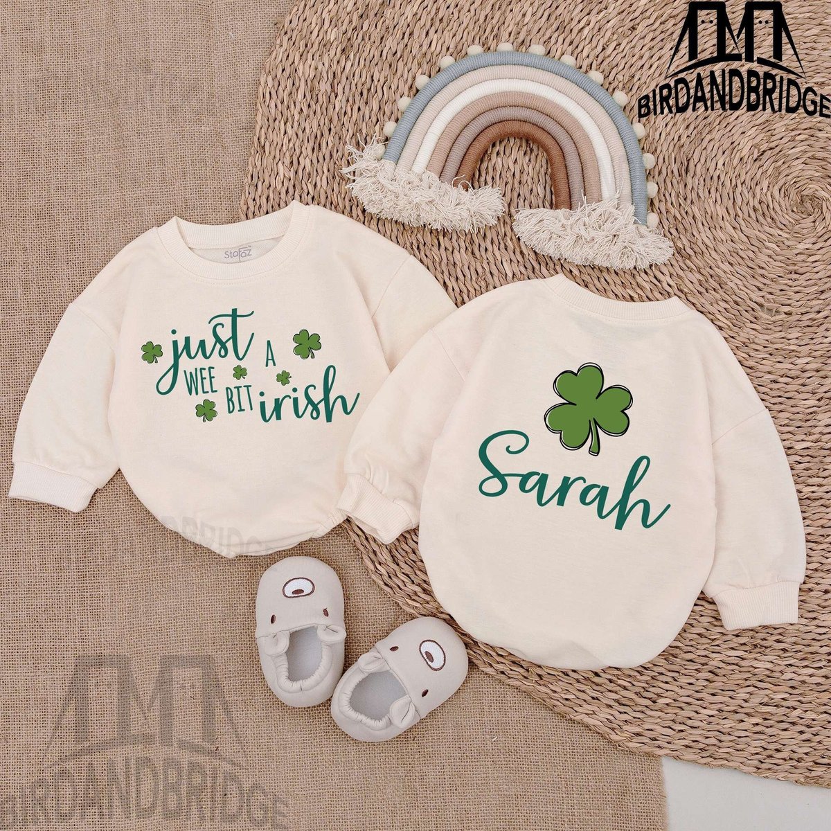 Customized Lucky Baby Romper  St Patrick's Day Bodysuit  Irish Baby Outfit  Light Mauve Baby Rom
