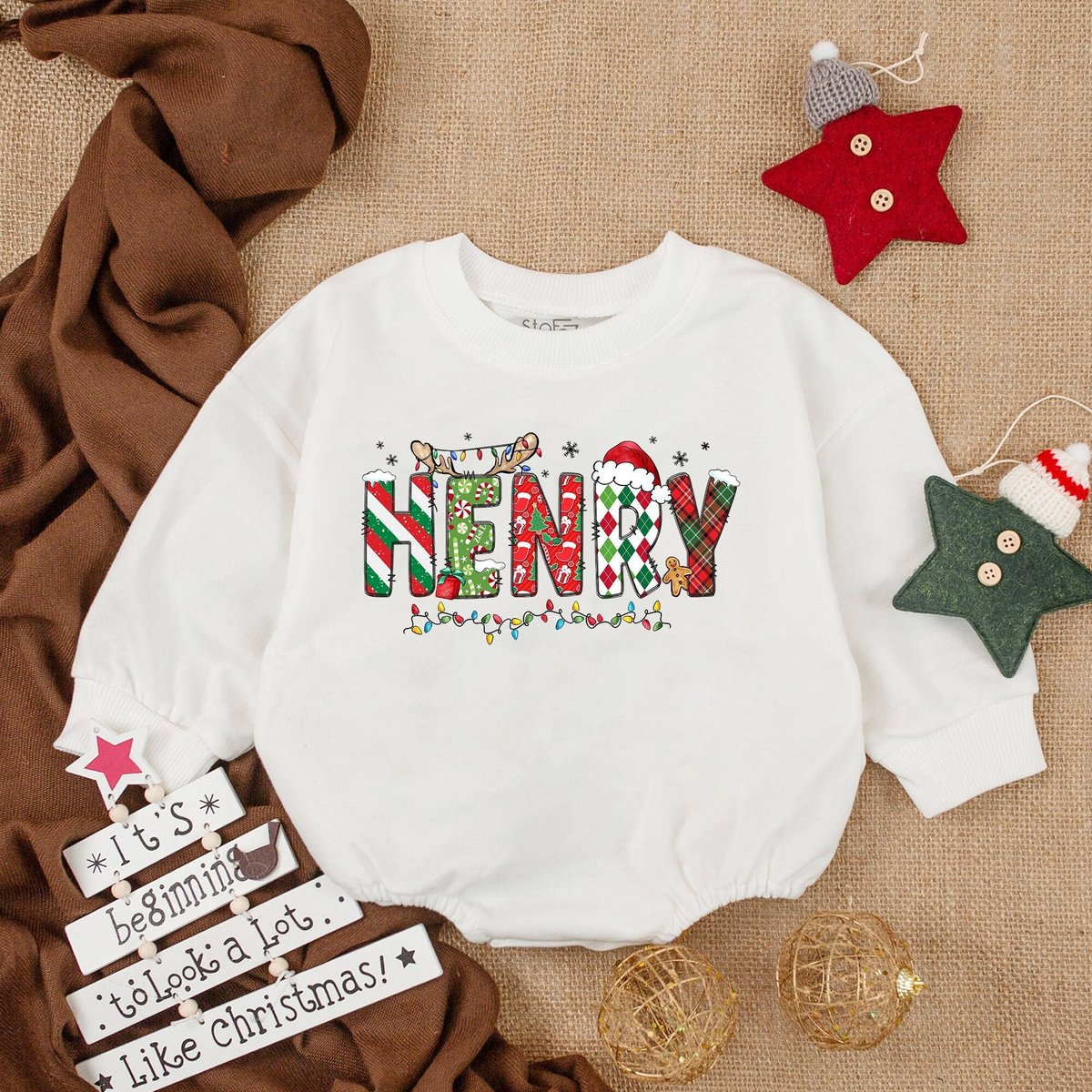 Customized Merry Christmas Baby Romper Christmas Sweatshirt Bubble Romper Baby Christmas Bodysuit Ne