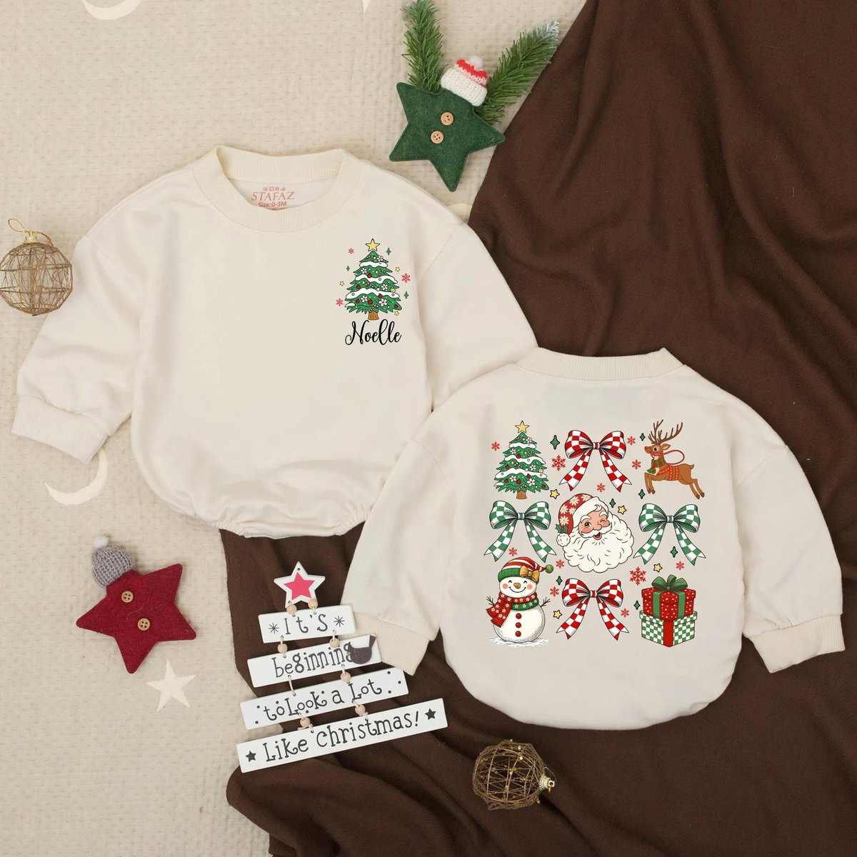 Customized My First Christmas Bubble RomperBabys First Holiday Outfit Red Car Christmas Tree Newborn