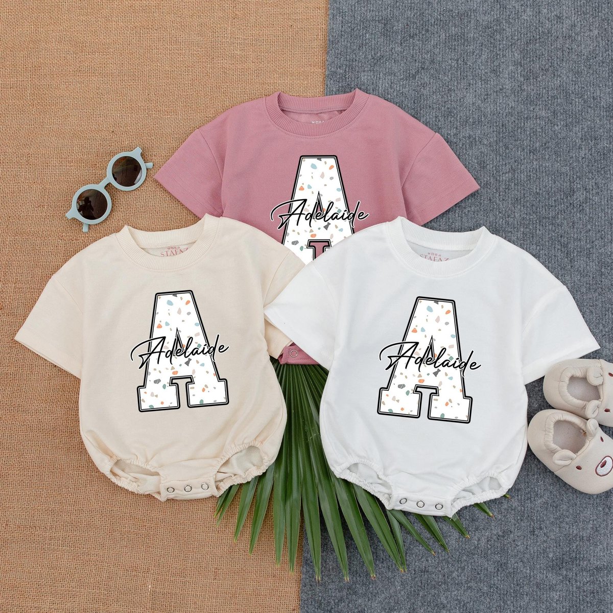 Customized Name Baby RomperSweatshirt Bodysuit Minimalist Baby Birthday Personalized Bubble Romper B 188