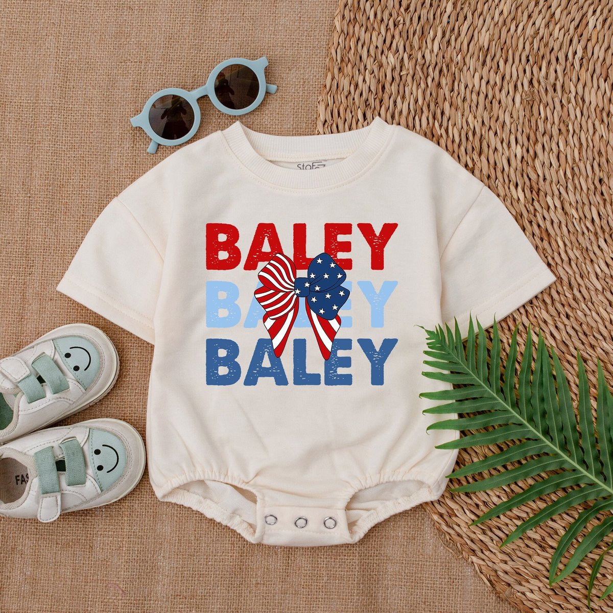 Customized Name Romper Retro 4th of July Baby Clothes  Patriotic Baby Outfit Baby Clothes Baby Rom