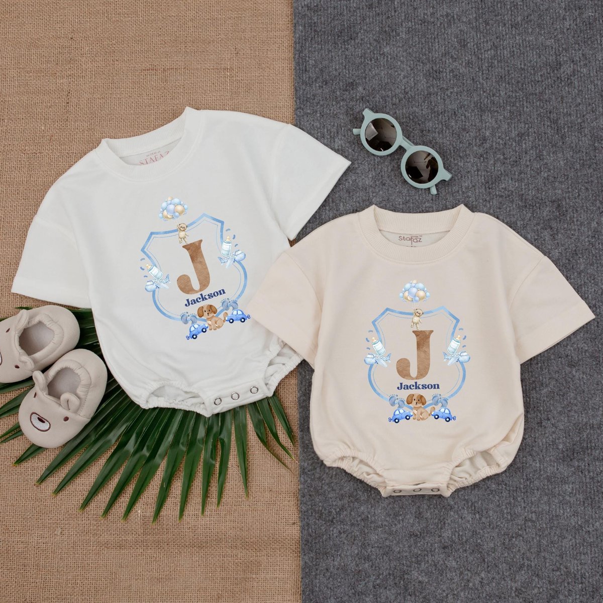 Customized Name T shirt Bubble Romper Baby Coming Home Outfit Newborn Going Home Suit Baby Boy Gift 190
