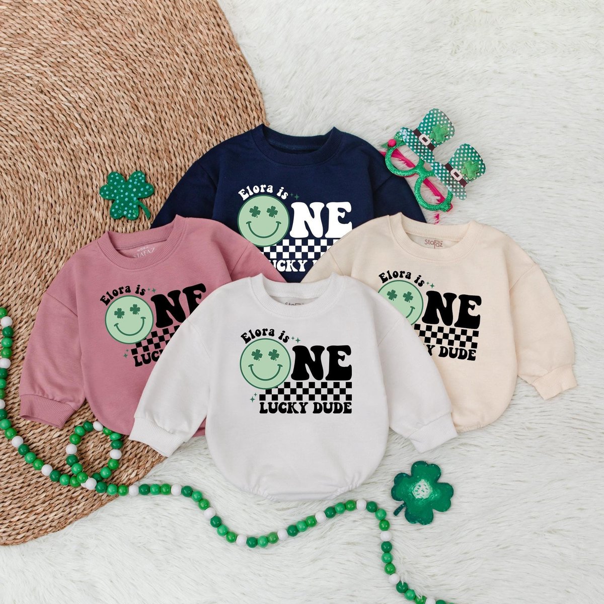Customized One Lucky Dude Bubble Romper St. Patrick's Day Boys Clothes Baby Shower Gift Girl Clothe 183