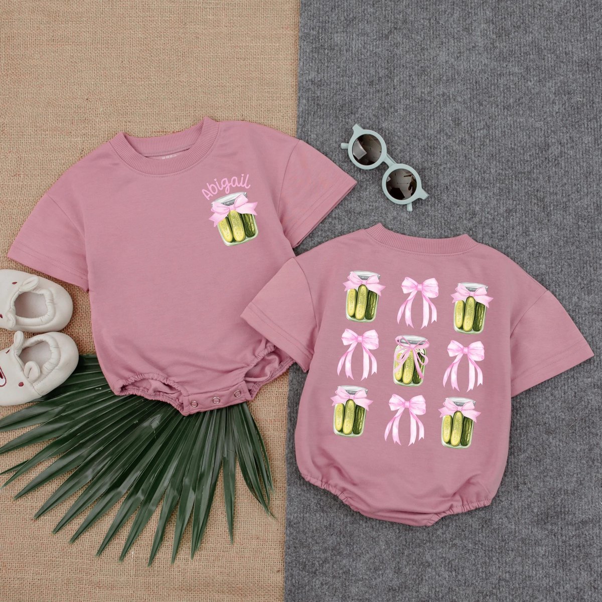 Customized Pickle Jars Girl T shirt Bubble Romper Personalized Baby Girl Outfit Cute Toddler Clothes 432