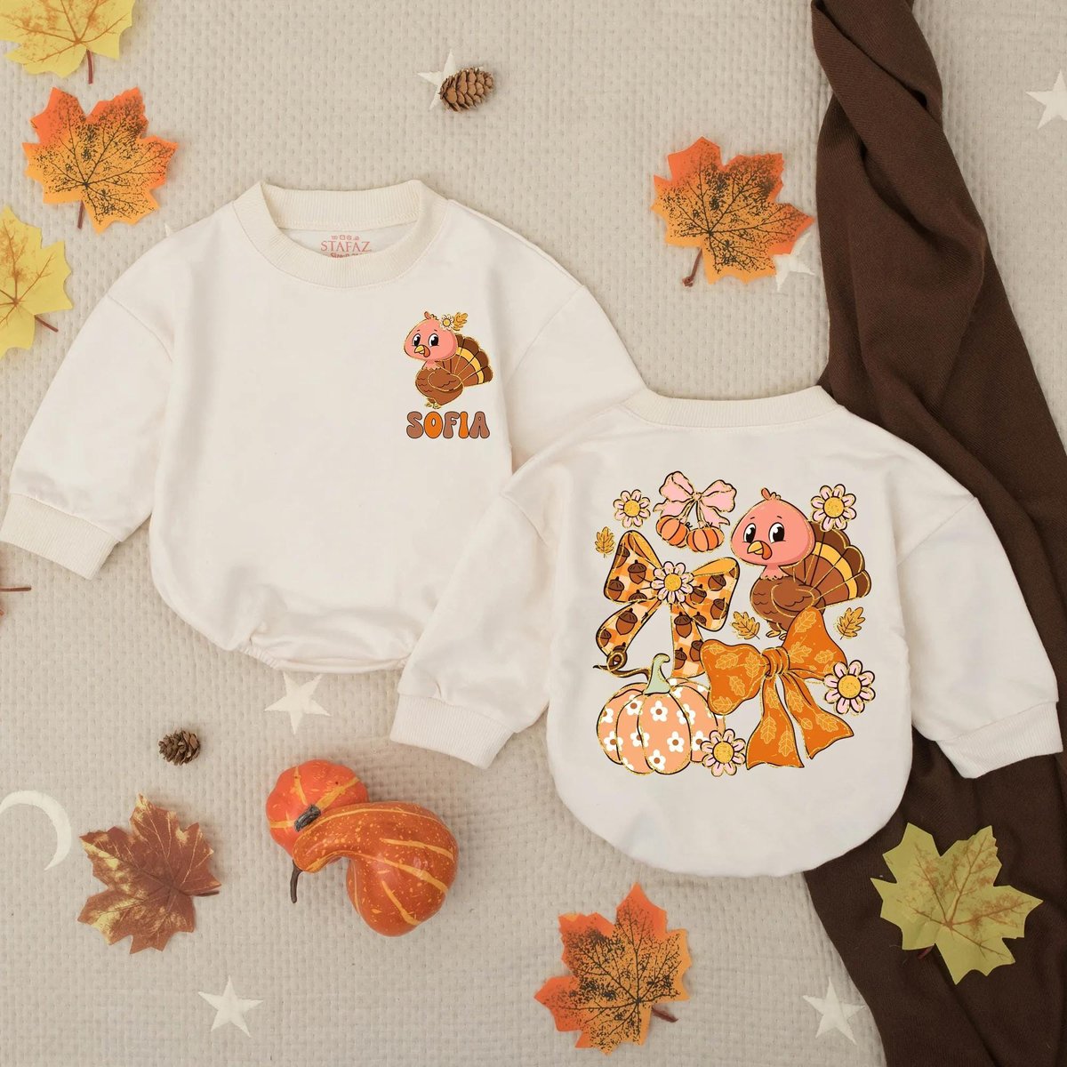 Customized Preppy Fall Turkey Gobble Baby Romper Thanksgiving Infant Outfit Toddler Autumn Clothes T
