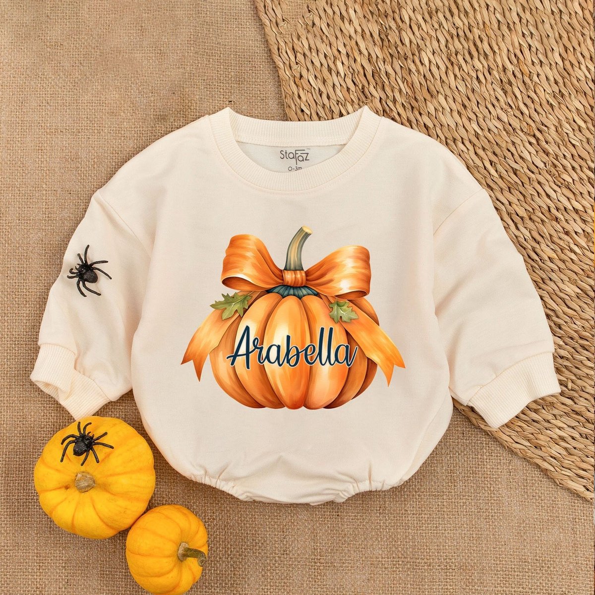 Customized Pumpkin Bow Baby Romper First Thanksgiving Outfit Thanksgiving Newborn Clothes Fall baby