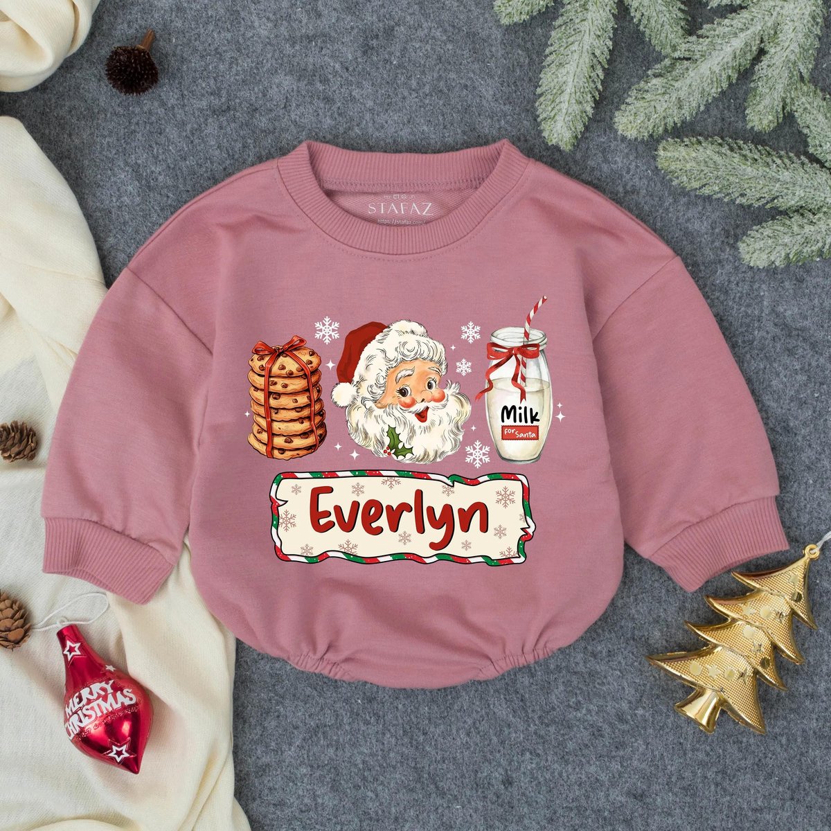 Customized Retro Santa Claus Bubble Romper Merry Christmas Baby Clothes First Christmas Sweatshirt G 434