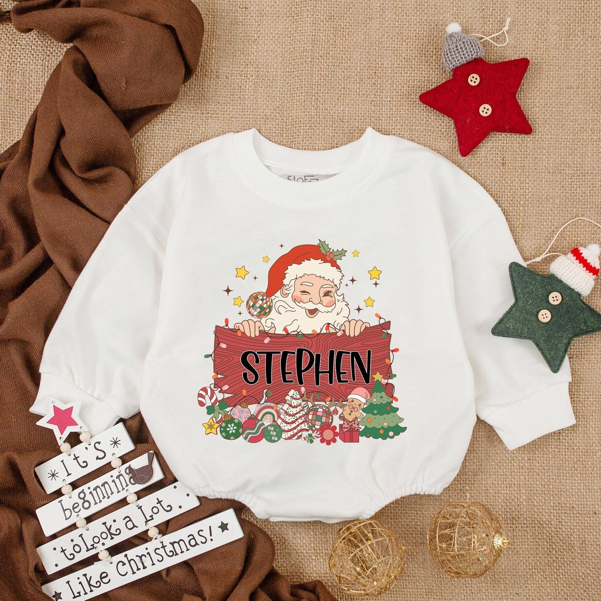 Customized Santa Christmas Baby Boy Clothes Merry Christmas Baby Romper Christmas Bodysuit Baby Outf