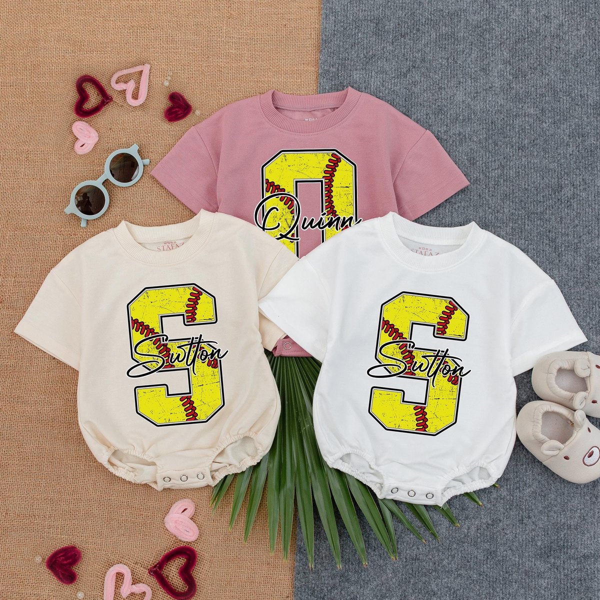 Customized Softball Bubble RomperSoftball BirthdayGame Day Baby ClothesGameday OutfitBaby ClothesSho 186