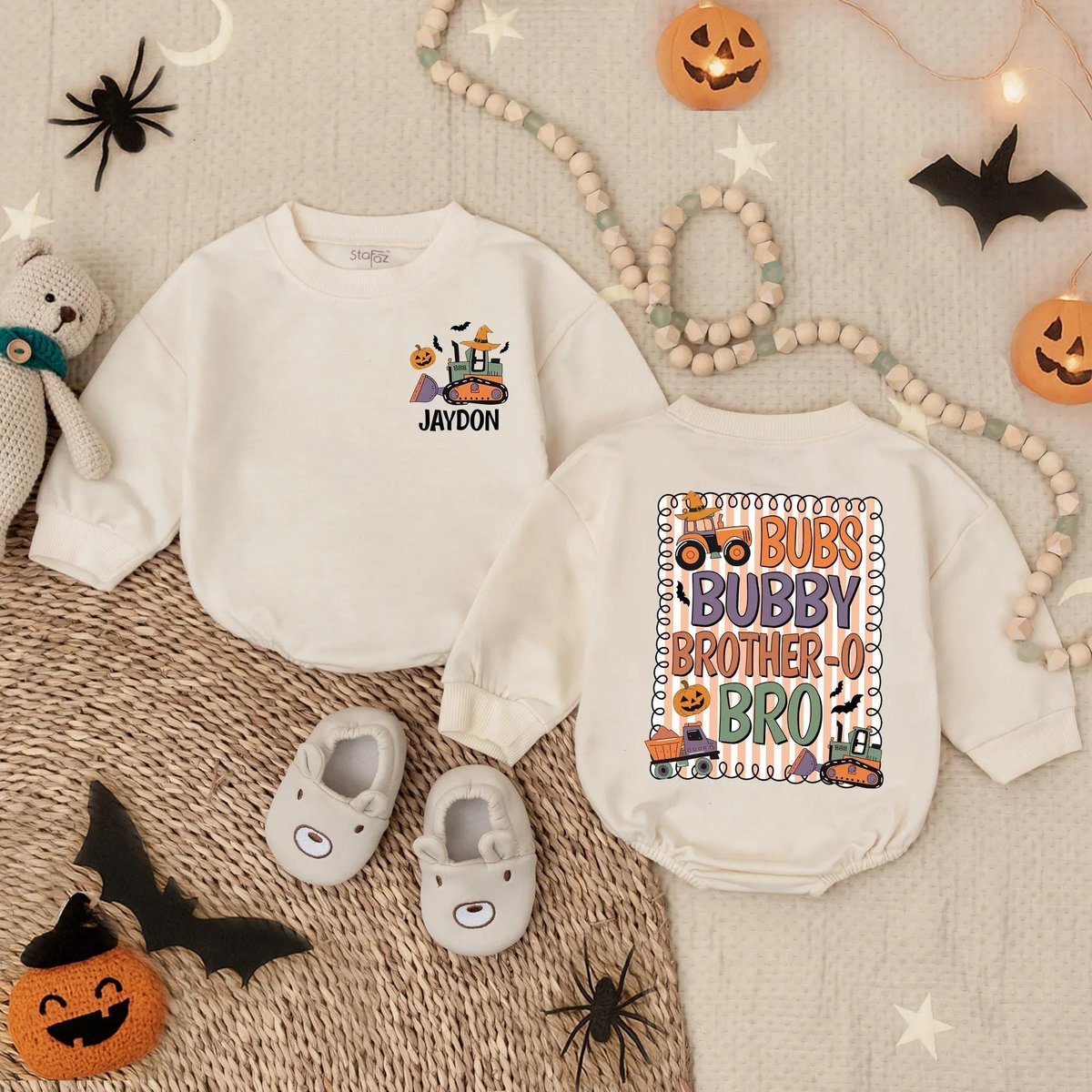 Customized Spooky Goose Halloween Baby RomperGlitter Floral Pumpkin BodysuitCute Fall Infant Outfit