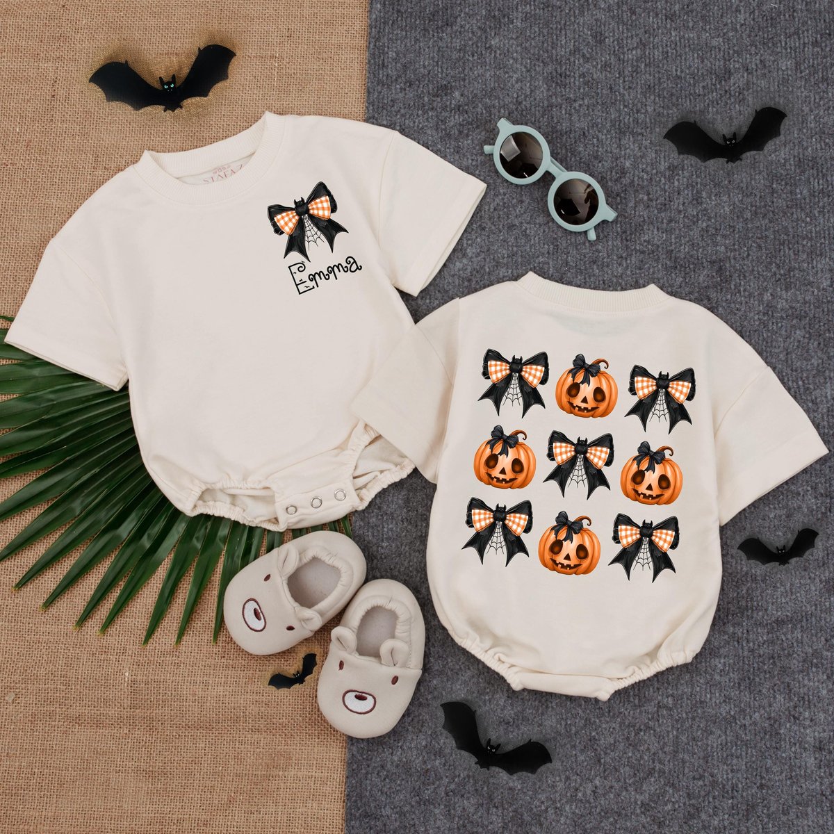 Customized Spooky Spider T shirt Bubble Romper Pumpkin Girl Outfit Toddler Halloween Clothes Spooky 433