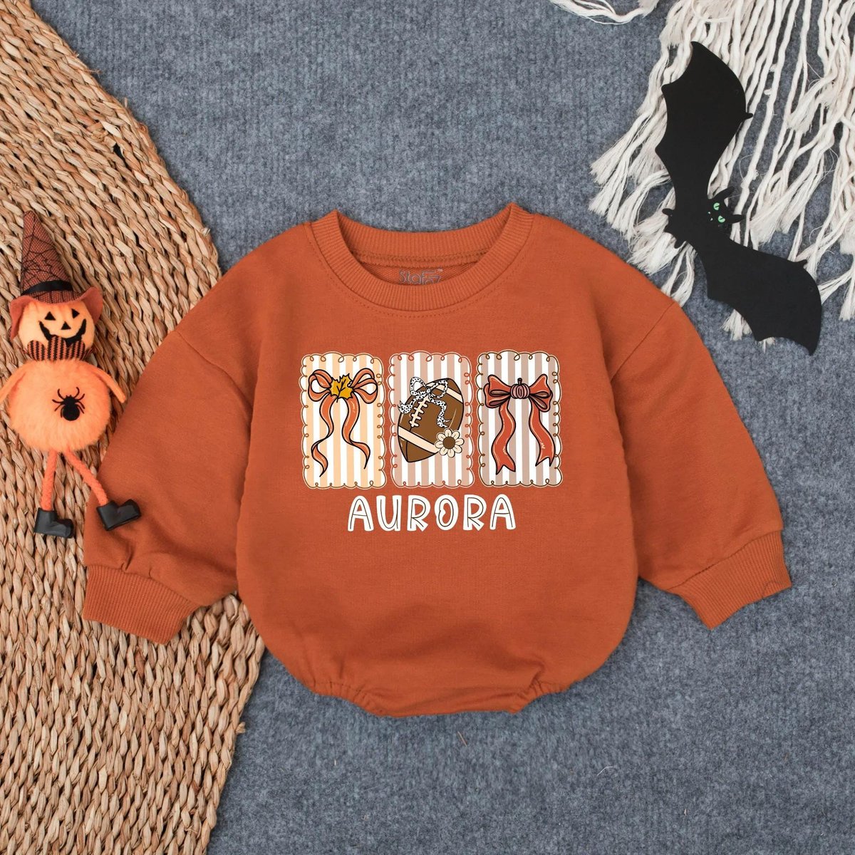 Customized Touchdown Season Bubble Romper Fall Football Baby Outfit Oversized Game Day Bodysuit Funn 433