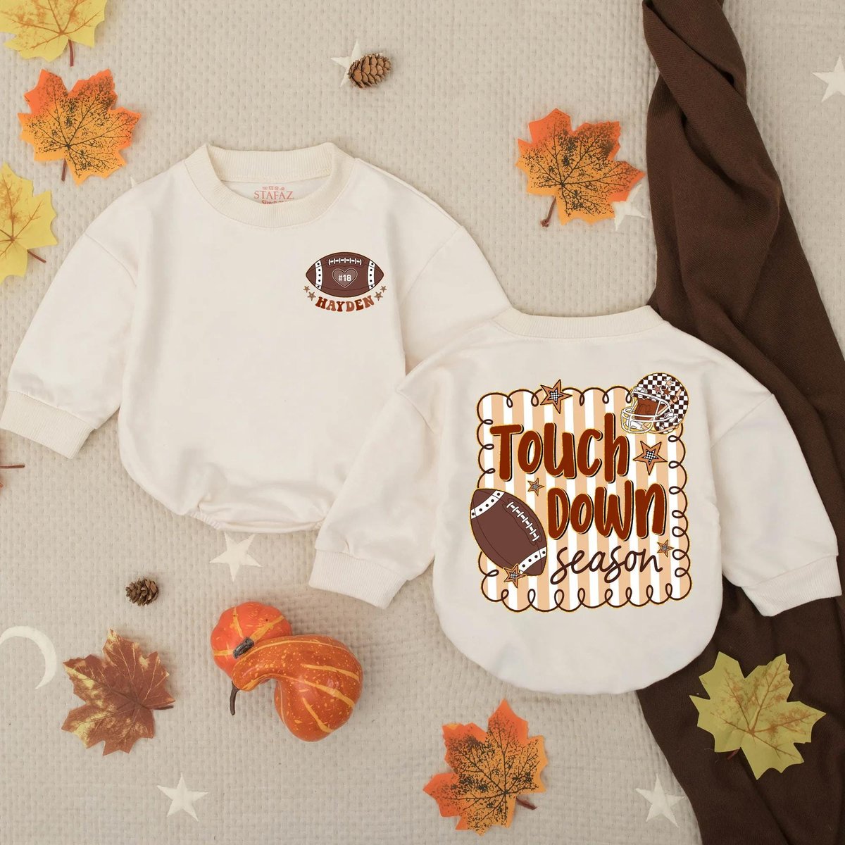 Customized Touchdown Season Bubble Romper Football Season Tee Football Game Day Toddler Sport Baby G