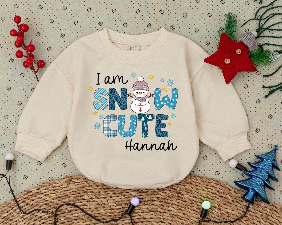 Cute Baby Bodysuit I Am Snow Cute Christmas Custom Name Baby Clothes Holiday Infant Outfit Funny Chr