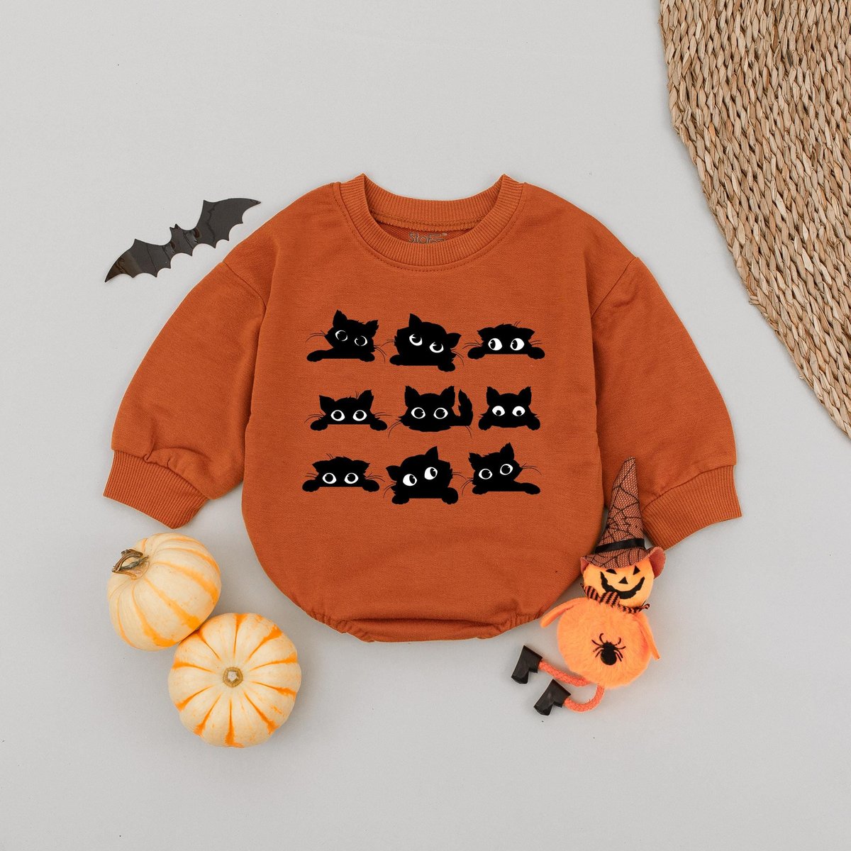 Cute Black Cat Baby Romper Funny Animals Baby Outfits Halloween Black Cats baby Bodysuit Cat Baby Gi