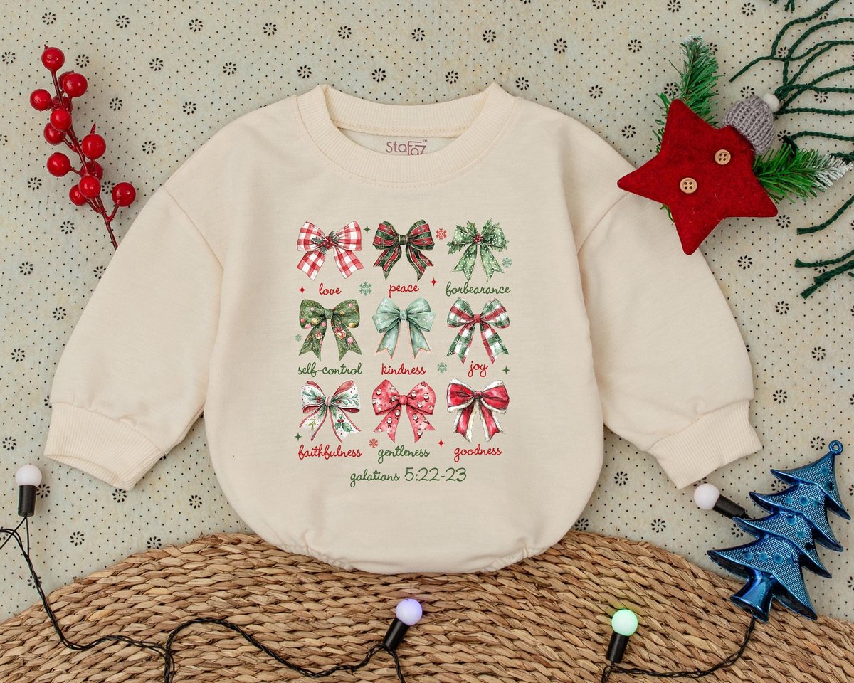 Cute Bow Holiday Baby Bodysuit Christmas Kids T-shirt Xmas Holiday Outfit for Boys and Girls Newborn