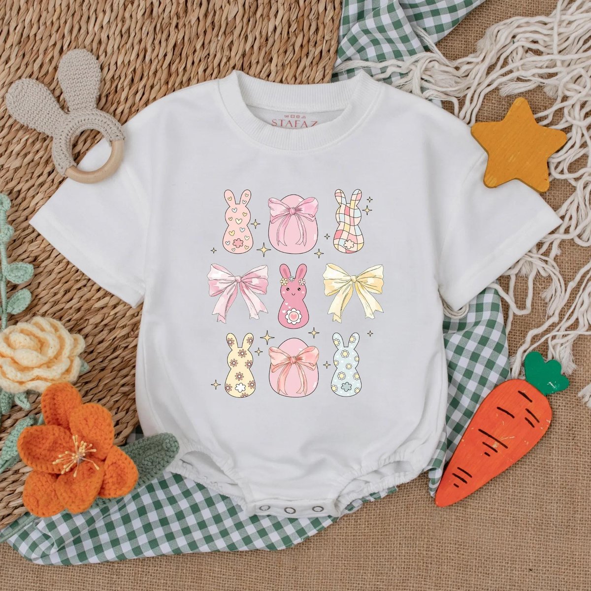 Cute Easter Bunny Baby Romper Easter Baby Girl Bodysuit My First Easter Outfit Baby Girl Clothes Bub 188